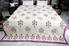 Indian Print Hand block Print Jaipuri Razai 100 Cotton Quilt Reversible blanket
