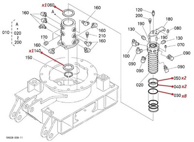 Kubota Drehgelenkdichtsatz passend für ''K008-3'' Bagger (Sonderbestellung)