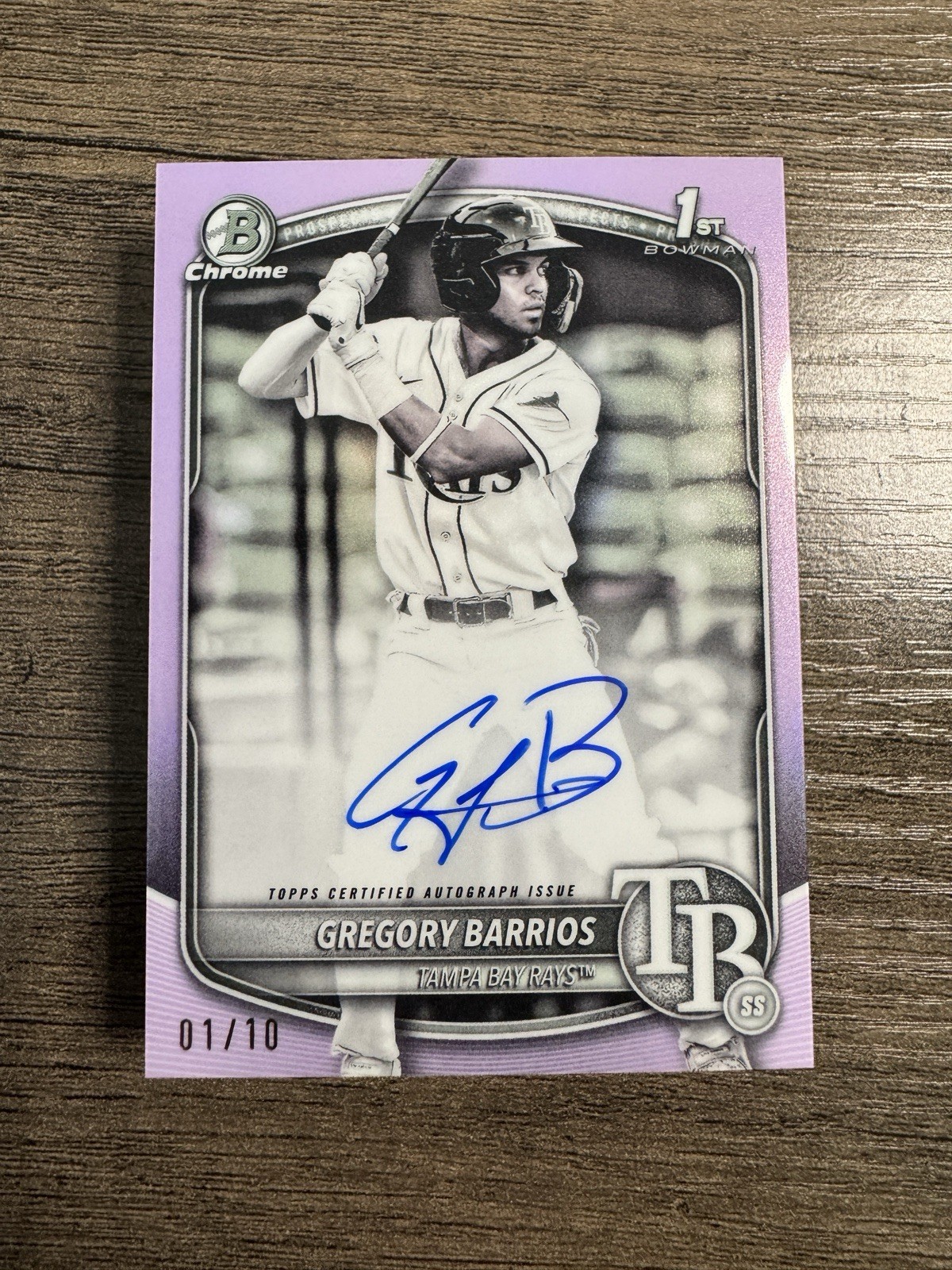 2025 Bowman Chrome #CPA-GB Gregory Barrios Pearl  Refractor Auto 1/10
