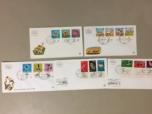 Five Israel BIRDS and FAUNA fdc with multiple stamps