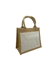 Borsa Shopper Juta Tasca Beige Manico Corda Imbottita Naturale 27x23x13 524W
