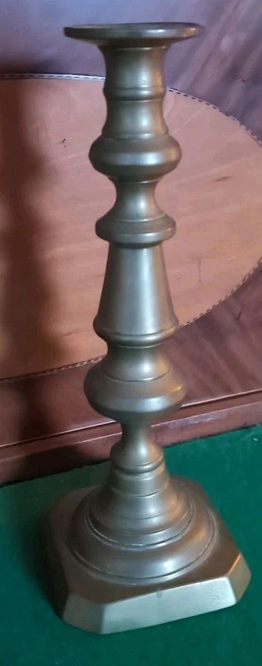 Pair Antique English Brass Push Up Candlesticks 19th Century Candleholders  - Image 3 of 4