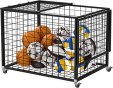Lockable Sports Ball Storage Cart with Wheels for Gyms Schools