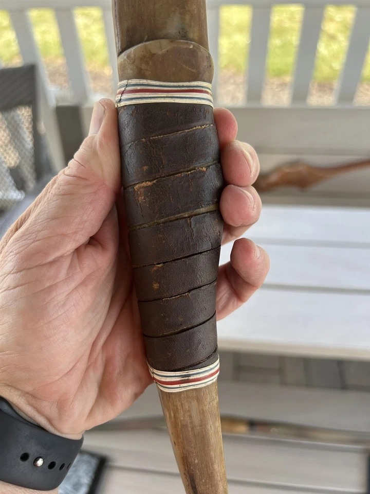 1960's Indian Recurve Bow 60", Brown, Metal Logo, 35lb@28" Traditional Archery - Image 2 of 4