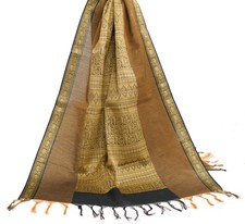 Sushila Vintage Brown Art Silk Dupatta Floral Woven Traditional Long Stole Warp