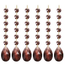 Teardrop Crystal Chandelier, 6 Pack 160mm Length Prisms Part Dark Brown