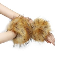 Women's Faux Fur Wrist Cuffs Winter Fox Furry Wristbands Fluffy Fur Nature