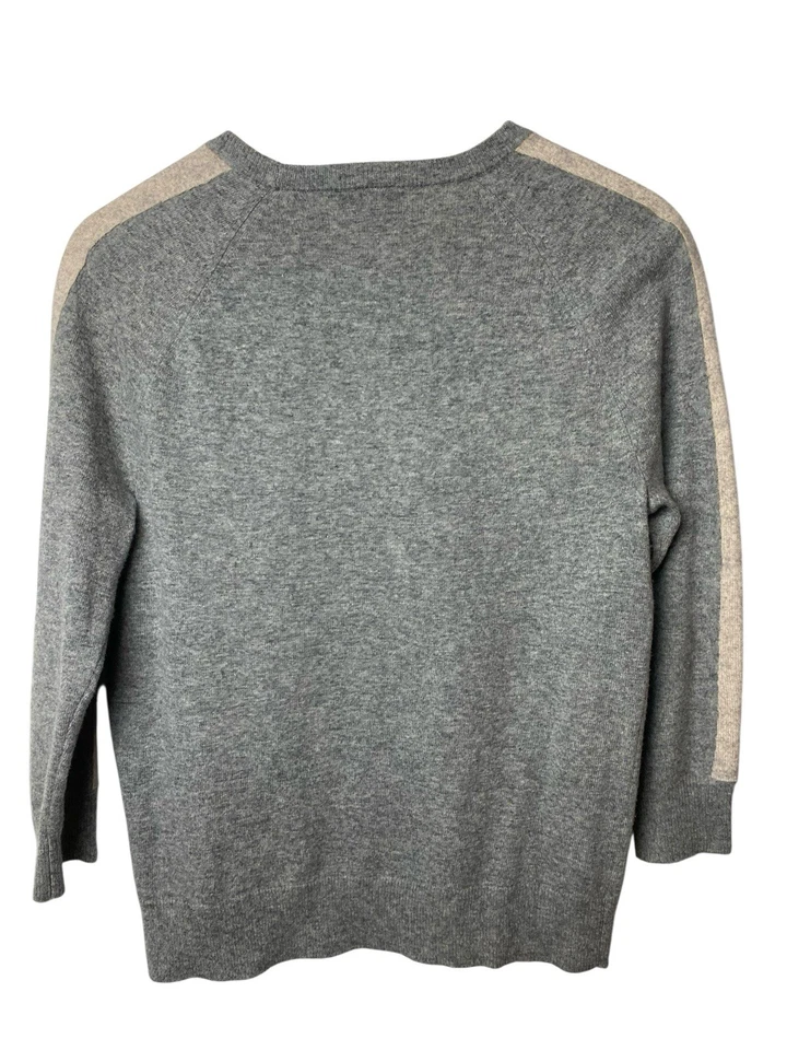 Suéter J.Crew Mujer S Mezcla Lana Cachemira Floral Bordado Pullover Tejido Gris Foto 2 de 4