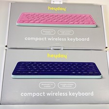 2-Pack HeyDay Compact Wireless Keyboards Bluetooth USB Receiver Dusk  Pink New