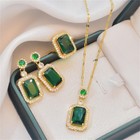Elegant 3-piece Jewelry Set – Emerald Ring, Necklace & Earrings for Weddings