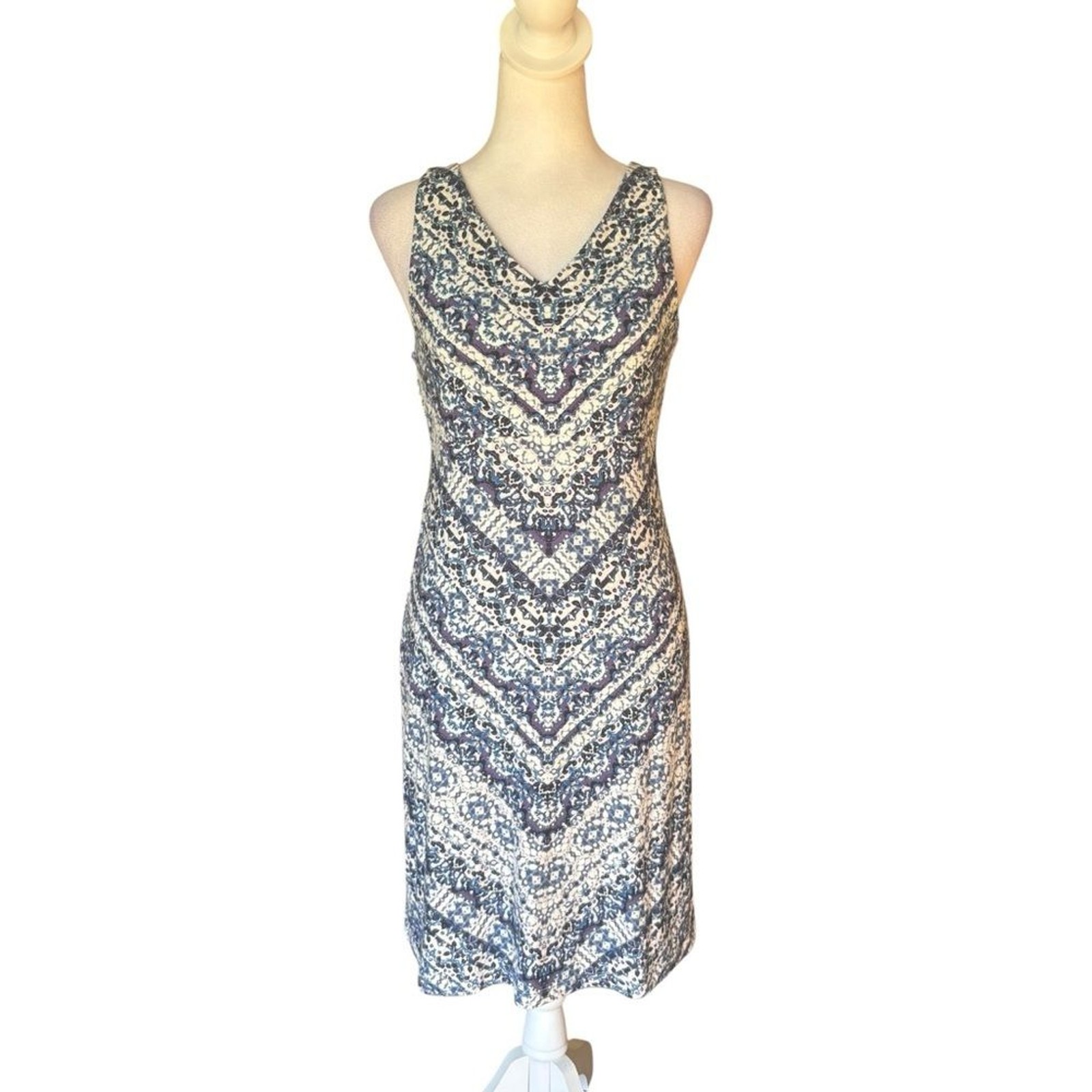 Athleta Santorini Mini Dress Blue Purple Chevron Womens Size Small