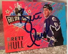 BRETT HULL ST LOUIS BLUES Autographed Signed 1994-95 FLEER ULTRA ALL STAR CARD