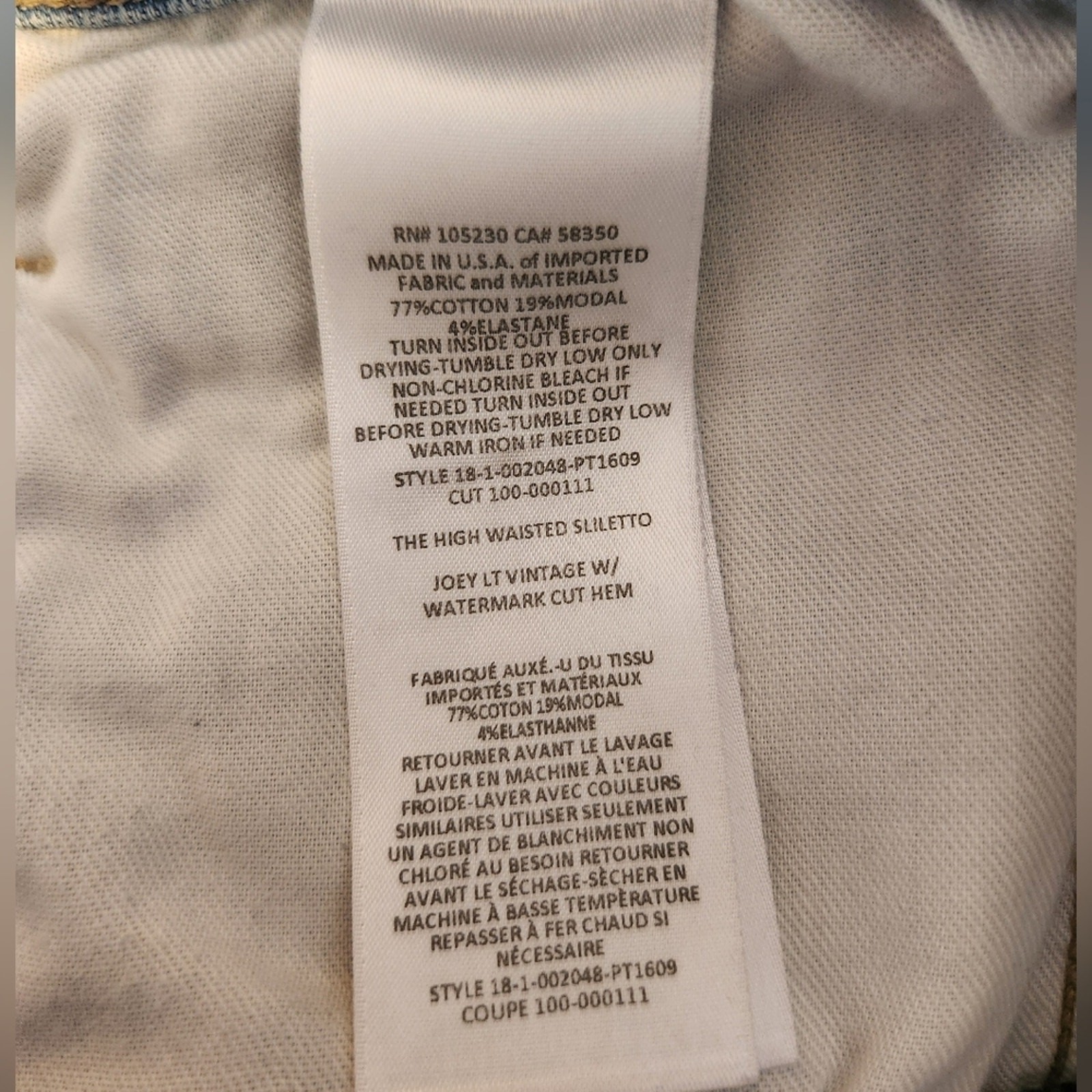 Current Elliott High Rise Stiletto Ankle Jeans 24