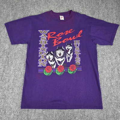 #ad Vintage Washington Huskies Shirt Large Purple NCAA Rose Bowl Jerzees 90s USA $38.88