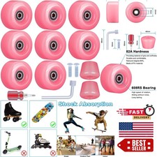 Pink 32mm x 58mm Roller Skate Wheels Set - 82A Hardness with High-Speed Bearings