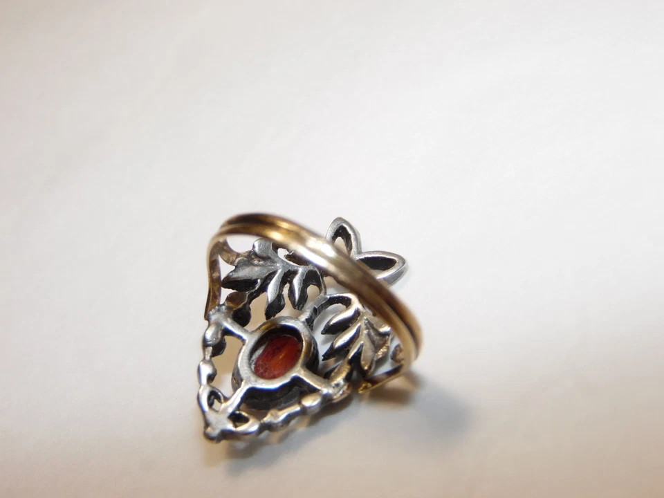 Bague Ancienne à restaurer,décor noeud floral: Mixte Argent massif-Or jaune 18k. - Photo 3/4