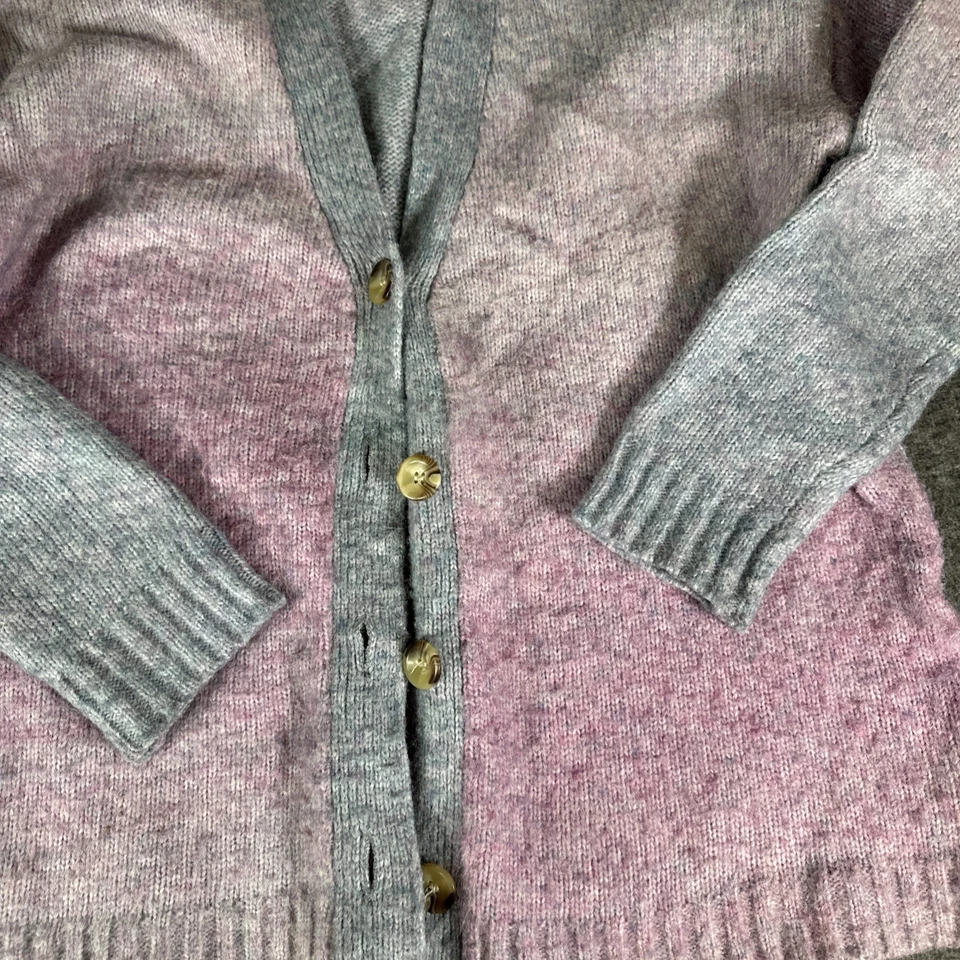 Cárdigan Suéter John Paul Richard Mujer Rosa Gris Pesado Cuello en V Talla Grande Foto 3 de 4