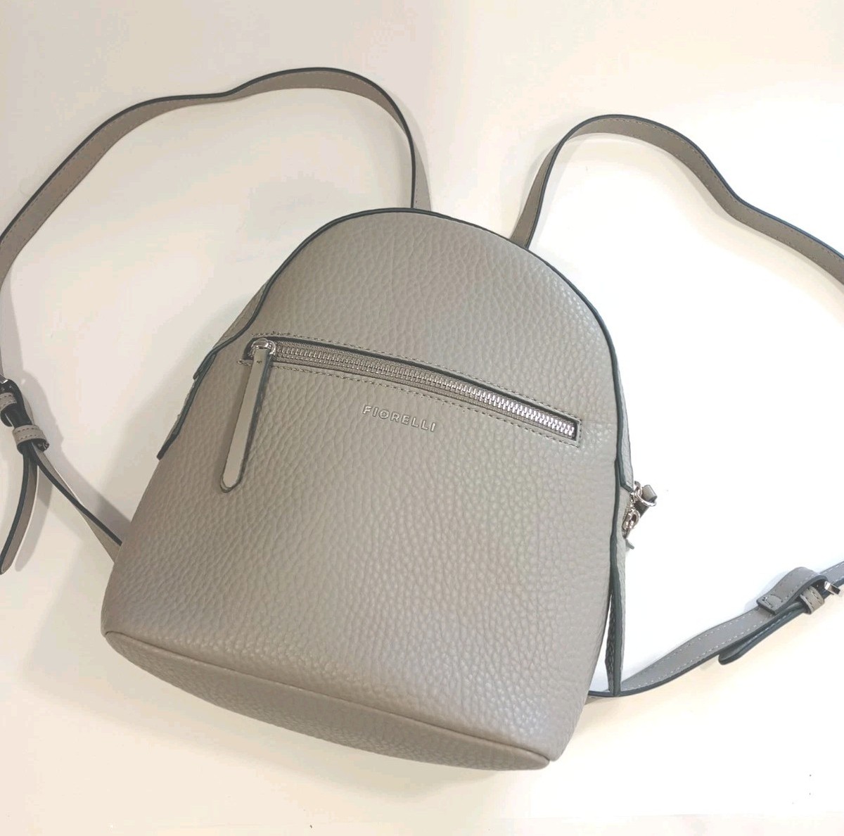 FIORELLI ANNA Backpack Purse GRAY Pebbled Faux Leather Bag Medium