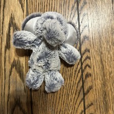 AURORA BABY Elephant Plush Baby Rattle Gray Polka Dot Feet 7" EUC Lovey Soft