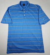 Vintage 90s Nike Golf Mens Polo Shirt XL Blue Stripe Y2K Cotton CLEAN