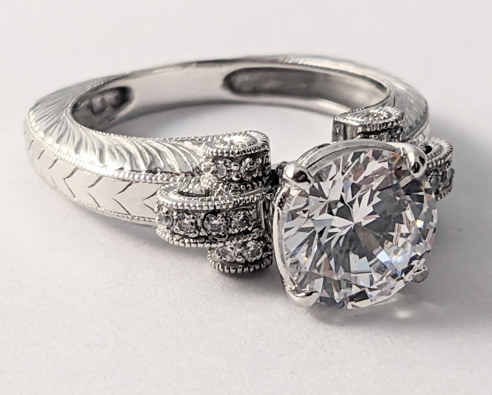 Solid Sterling Silver 9mm Round Cut Clear Stone B… - image 1