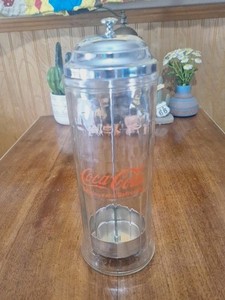 Coca-Cola 1992 VINTAGE Diner-Style Glass Bar Straw Dispenser Holder. Collectible