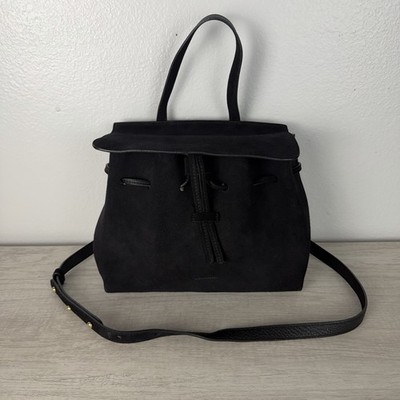 Mansur Gavriel Black Suede Ladybug Bag ITALY Designer Mini Crossbody Top Handle