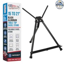 Tabletop Easel Black Aluminum Adjustable 15 in to 21 in Portable Art Display