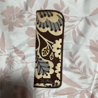 Vera Bradley Floral Cloth Eyeglass Pouch Brown Beige Blue for readers