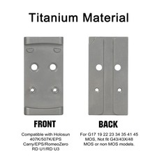 ohhunt Red Dot Mounting Plate Titanium fit G 17 19 MOS fit 407K/507K/EPS Red Dot
