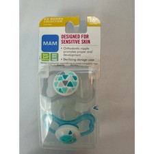 MAM Air Modern Collection 2-Pack Pacifiers 16 Months Teal Geometric NEW