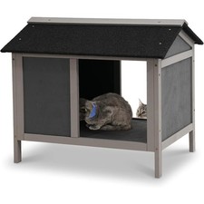 Waterproof Cat House Outdoor Feeding Station Insulated Feral Feeding Station