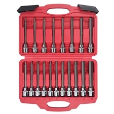 19-Piece 3/8 Inch Drive Extra Long Allen Hex Bit Socket Set, Standard SAE & M...