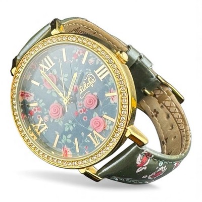 Very Cool Didofa  Italian 3D Gold Tone & Rose Themed Watch-New Battery