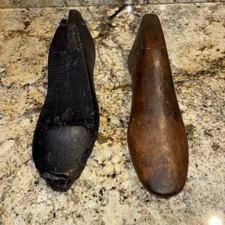 2 ANTIQUE VINTAGE ALL WOODEN SHOE LASTS. PRIMITIVE DECOR TOGETHER OR SEPARATELY