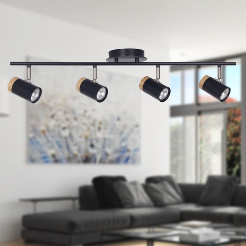 Set of 2 Modern Black 4 Way Spotlights Adjustable Ceiling Down Light Fitting - Picture 4 of 6