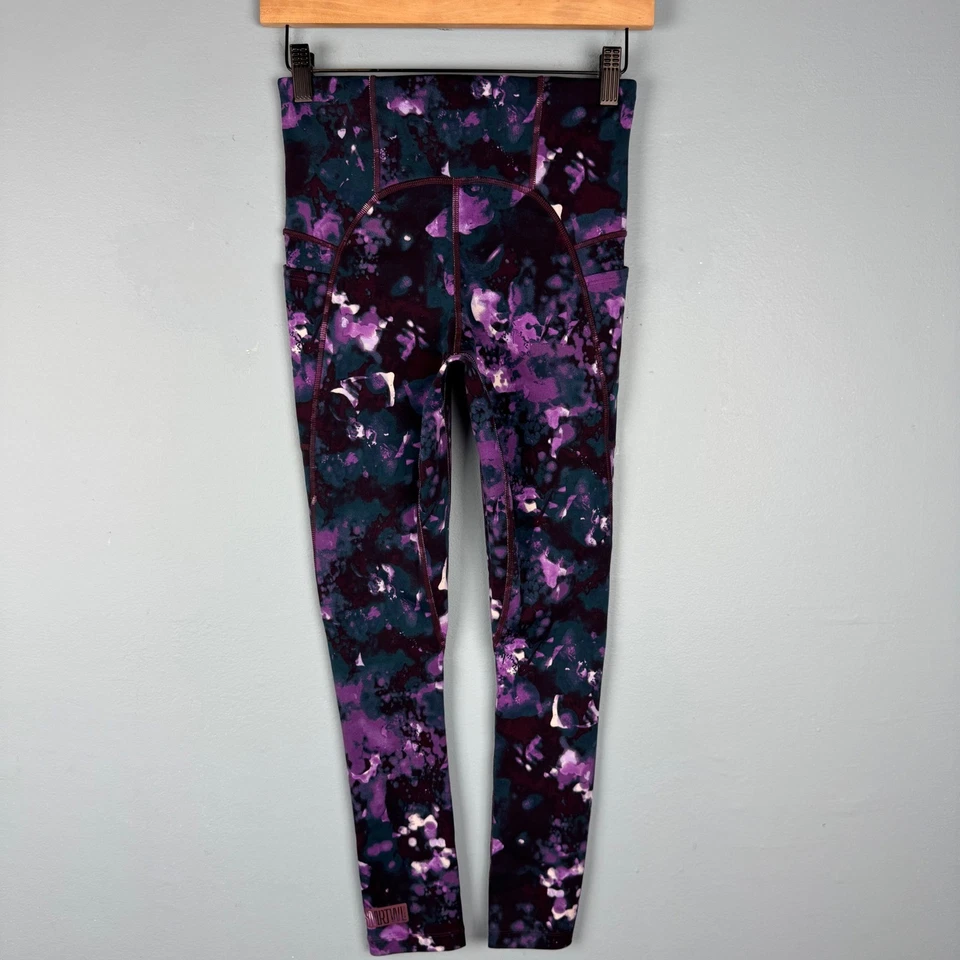 Leggings Smartwool Active para mujer pequeños púrpura iris acuarela lana 7/8 25" HR Foto 3 de 4