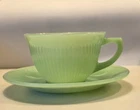 Vintage Fire King Jadeite Jane Ray Ribbed Cup And Saucer Set