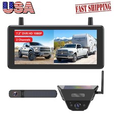 AUTO-VOX 7.2'' 1080P HD DVR Monitor 2 Solar Wireless Backup Cameras for Truck RV