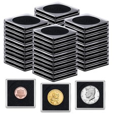 40 Pcs Adjustable Acrylic Coin Collection Cases with Sponges, Coin Snap Holder