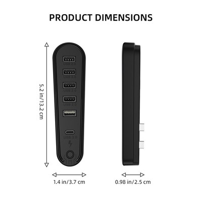 USB Hub mit RGB Licht und 6 Anschlüssen zum Anschluss für PS5 Pro/Slim Zubehö