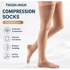 Leg Brace Thigh High Compression Sleeve Sock Support Pain Relief Men Women Gym