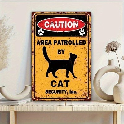 Vintage Metal Tin Signs Cat Security Inc Funny Cat Lover Decor Retro Wall Art