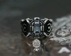 Hades Futuristic Ring Blue Topaz Ring Silver 925 Ring Sigil of Hades Futuristic