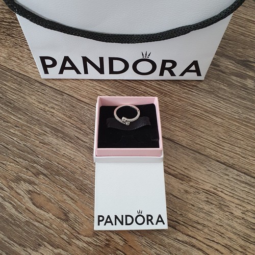 Pandora Forever Hearts Pandora Dos Corazones Chispeantes Anillo Talla 52 Con Bolsa Y Caja - Imagen 17 de 19