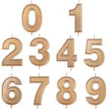 GOLD Birthday NUMBER CANDLE Party Cake All Ages Coloured Numeral Boy Girl