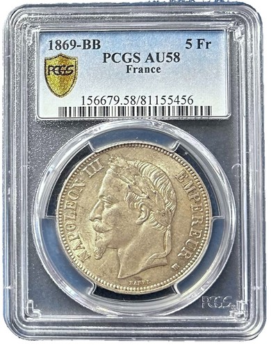 1869 FRANCE Emperor NAPOLEON III Geniune Old Silver 2 Franc French