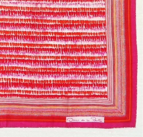 Oscar de la Renta Schal Kopftuch Halstuch helle Seidenmischung rechteckig 25" x 24" - Bild 11 von 11