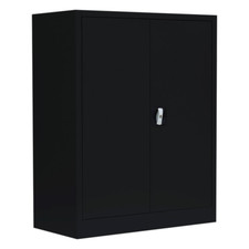 Stahl Aktenschrank montiert Metall Fl&uuml;gelt&uuml;renschrank abschlie&szlig;bar black 530319