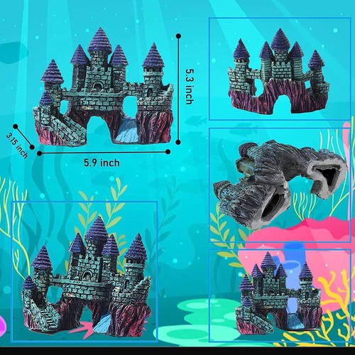 Fish Tank Aquarium Castle Cave Hideout Coral Ornament Artificial Plant Set 13PCS - Bild 5 von 9
